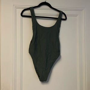 Aerie Green One Piece Swimsuit with Scoop Neckline